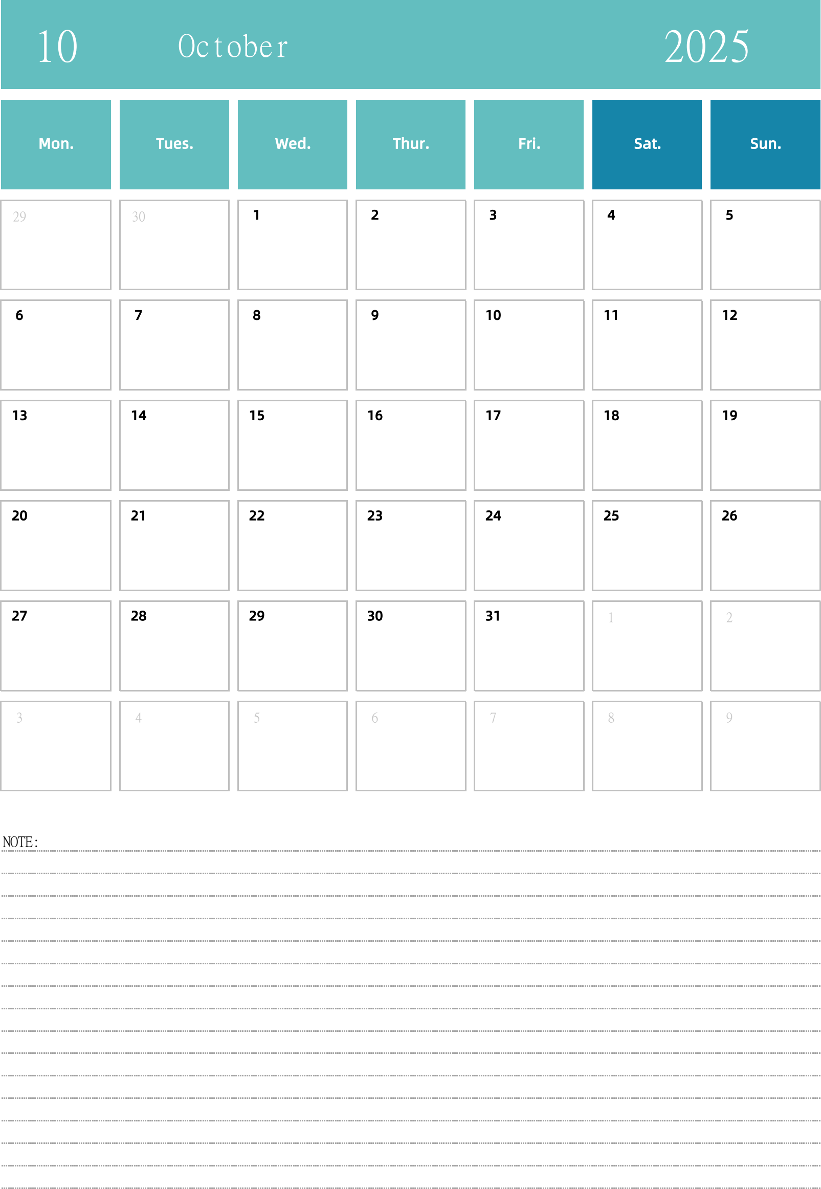 日历表2025年日历英文版纵向排版周一开始- 模板[DF007] - 日历精灵